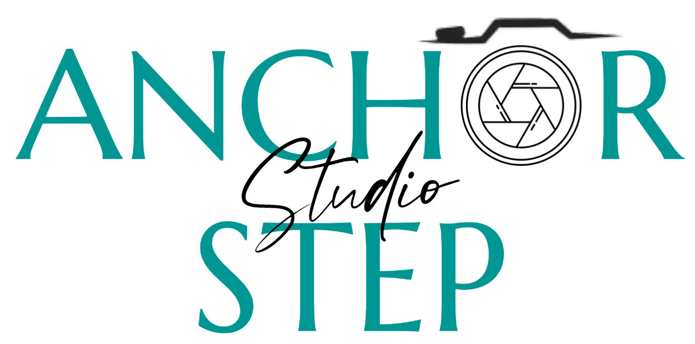 Logo for 'Anchor Steps Studio' with a camera icon.